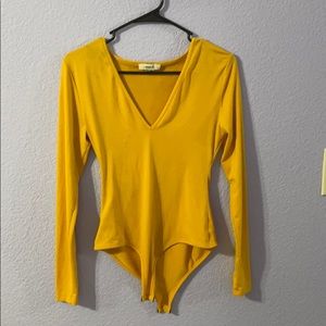 Yellow V-Neck Long Sleeve Bodysuit Rue21